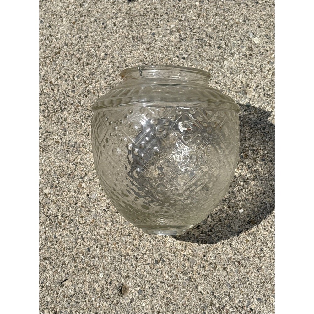 Vintage Clear Glass Light Globe Acorn Hobnail Dot Shade MCM 3" Fitter Rim